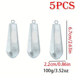 TEMU 아연 합금으로 제작된 튼튼한 눈물방울 모양의 낚시 무게 5개 세트. 암석, 바다, 보트 낚시 및 바닥 낚시에 적합 - 야외 낚시 장비 필수품, 은색