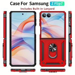 TEMU 휴대폰 케이스 - 삼성 갤럭시 Z 플립 5 호환 고품질 PC 충격 방지 휴대폰 케이스, 360° 회전 링 킥스탠드, 풀 커버 보호 휴대폰 가방, 삼성 갤럭시 Z 플립 3/4/5/6/7 호환
