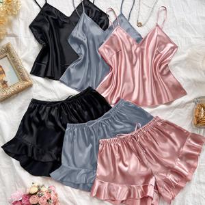 TEMU 10대용 패션 캐주얼 단색 캐미솔 반바지 잠옷 6종 세트