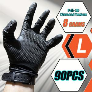 TEMU 헤비듀티 텍스처 니트릴 장갑, 각 8그램, 블랙 니트릴 장갑, 파우더 프리, 라텍스 프리, 두꺼운 강화 그립, 일상 청소, 주방 청소, 욕실 청소, 휴일 선물, 야외 청소에 적합