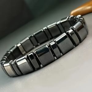 TEMU 정전기 방지 검은색 곡선형 담석 팔찌 - 정전기 빠르게 제거, 건강 증진, 손목 밴드