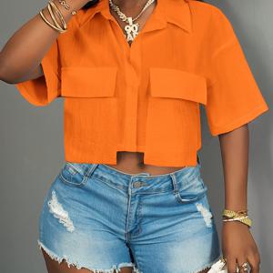 TEMU 2025 신상 여성용 우아한 캐주얼 반팔 셔츠 - 루즈핏 드롭숄더, 가슴 포켓 디자인, 화이트 솔리드 컬러, 세탁기 사용 가능, 사계절 다용도 데일리 & 뮤직 페스티벌 탑 (엘레강스 스페셜 컬렉션), 편안한 핏, 시크한 스타일, 내구성 강화, 트렌디한 여성 블라우스