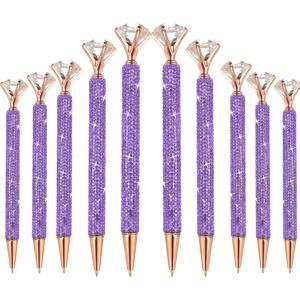 TEMU 10개 메탈 펜, 반짝이는 1.0mm 중간 리트랙터블 팁, 블랙 잉크, 노트용, 라이트 퍼플