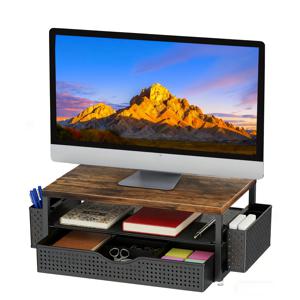 TEMU 서랍과 사이드 브라켓이 있는 3단 컴퓨터 모니터 스탠드 1개, 책상 수납, 사무용품 및 액세서리, 사무실/스튜디오용, 전문가를 위한 전자제품 및 문서 정리용