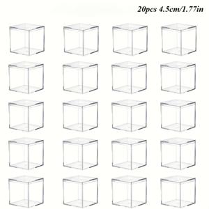 TEMU 뚜껑 있는 투명 아크릴 진열함 20개 - 투명 사각 큐브 용기, 사탕, 가정 및 사무실 장식, 파티, 결혼식 답례품, 발렌타인데이 파티, 다용도 보관, 선물 상자, 구슬 장식, 주얼리용