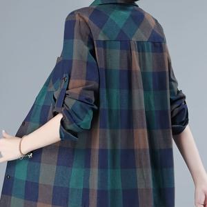 TEMU 봄가을 체크무늬 맘셔츠 재킷 여성용