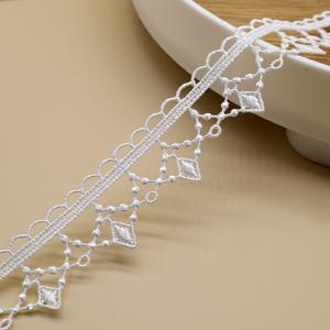 TEMU 정교한 흰색 비즈 수용성 레이스 트림, 의류 커프스, 넥라인, 스커트, 커튼 장식 재료, 수제 원단 흉골 목걸이 레이스 재료