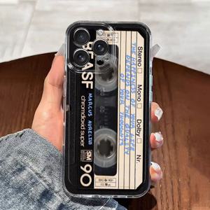 TEMU 카세트 패턴 아이폰 17/16/15/14/13/12/11 Pro Max/X/XS/XR/XS Max/7/8/6/6S Plus/16E용 폰 케이스, 카툰 투명 방수 풀바디 TPU 보호 커버, 심플 패션 충격 방지 소프트 케이스