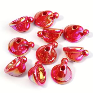 TEMU 아크릴 단색 도금 크리스마스 모자 비정형 루즈 비즈 10개, 펜 비즈용, 축제 분위기의 재미있는 코스튬 비즈, DIY 핸드메이드 주얼리, 휴대폰 키체인 제작용 비즈 액세서리, 친구를 위한 작은 명절 선물용 재료