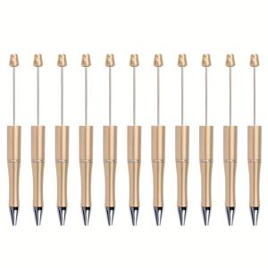 TEMU 11개 멀티 컬러 무광 메탈릭 엔드 실린더 펜 | 레드, 블랙, 실버, 블루, 골드 - 비즈 스트링 장식, 실버 링 장식 (탑 캡 디자인), 초극세점, 자동 개폐, 인체공학적 수공예 & 필기구