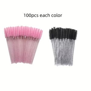 TEMU 200개 속눈썹 브러쉬, 마스카라 막대 (병 포함), 구부릴 수 있는 일회용 눈썹 스풀리, 속눈썹 연장용 속눈썹 브러쉬, 눈썹 스풀리, 캐스터 오일 브러쉬 (모든 SKU가 병에 담겨 있지 않음) (다양한 색상 제공)