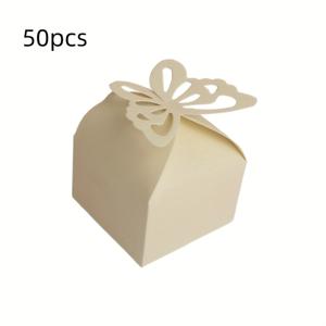 TEMU 구슬 모양 나비 사탕 상자 50개, 속이 빈 나비 웨딩 사탕 상자, 사각 진주 선물 상자