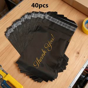 TEMU 40/20개 검정색 인쇄 택배 봉투, 소형 택배에 적합, 다용도 포장 봉투, 사무실 의류 물류 택배 포장 봉투, 자가 접착 봉투, 포장 봉투