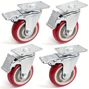 TEMU 4개 세트 - 3/4인치 더블 잠금 안전 헤비듀티 캐스터 - 볼 베어링 회전 휠, 산업용, 상업용 및 주거용, 창고 장비, 가구, 작업대 및 핸드카트용, 최대 하중 500kg