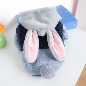 TEMU 반려동물 옷, 가을 겨울용 두꺼운 보온 코트, 귀여운 토끼 코스튬, 겨울용 후드 후드티