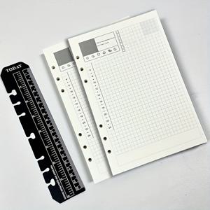 TEMU A5 데일리 플래너 리필 인서트 (6홀), 약 180일 무날짜 스케줄, 할 일 목록, 시간 슬롯, 날씨 추적 기능 포함, 북마크 포함, 크기: 14.2 X , A5 6링 바인더/오간아이저용 100Gsm 격자 종이