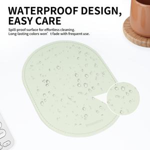 TEMU 가죽 느낌 오벌 마우스 패드 - 매끄러운 가장자리 데스크 매트, 핸드메이드 스티칭, 미끄럼 방지 쉬운 세척 디자인, 사무실 및 가정용 10가지 색상