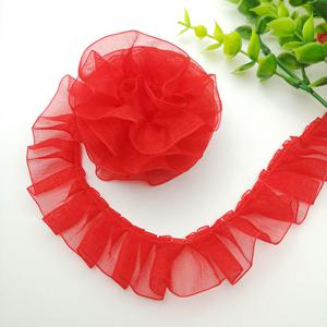 TEMU 0.98인치 폭의 매우 좁은 플리츠 레이스 리본 5야드 - 멀티컬러 (하늘색, 주황색, 녹색, 진분홍, 흰색, 분홍색, 보라색, 빨간색, 녹색, 파란색, 노란색, 검정색) - DIY 재봉, 헤어장식 및 공예용