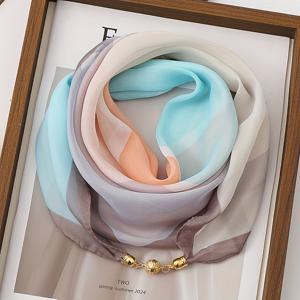 TEMU 여성용 우아한 스퀘어 손수건 - 컬러블록 대각선 트림 기하학적 멀티컬러 (/토프) - 통기성 세탁 불가 여행, 데이트, 휴가용 - 성숙한 스타일 액세서리 - 중동