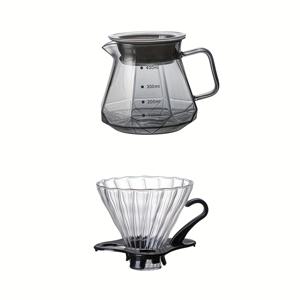 TEMU 핸드 브루 유리 커피포트 + 핸드 푸어 필터 컵 - 13/20oz 드리퍼 커피메이커용 유리 커피 서버, 스탠다드 유리 커피 카라페, 슬로우 브루잉 커피 푸어오버, 카페, 여행, 가정 및 사무실용