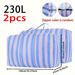 TEMU 2개 세트 대형 블루 & 퍼플 수납백 - 크리스마스 선물, 옷, 담요, 여행용 가방 수납용, 더블 지퍼 & 핸들 디자인, 공간절약형, 내구성 강한 구조, 이사 및 홈 정리 필수품, 다용도 여행용 수납 정리함