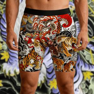 TEMU 1개 신선한 남성 속옷, 신화적 야수 호랑이 프린트 복서 브리프, 스포츠 캐주얼 복서 트렁크, 부드럽고 피부 친화적, 편안하고 통기성 좋음, 홈 레저, 사이클링, 스포츠에 적합, 커플과 가족을 위한 재미있는 선물