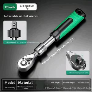 TEMU 1/2-3/8 텔레스코핑 확장 라쳇 렌치 - 1/4