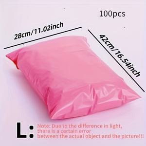 TEMU 100개입 두꺼운 딥 핑크 택배 봉투 - 두꺼운 PE 자체 밀봉 불투명 우편 포장 봉투, XXL~S 다양한 사이즈 옵션, 선물 포장, 물류 운송, 발렌타인데이 크리스마스 대량 패키지 우편 봉투에 적합