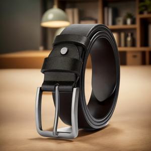 TEMU 스타일리시한 남성용 사각형 천연 가죽 벨트, 클래식 합금 버클 포함, 표준 사이즈 및 다양한 색상 선택 가능
