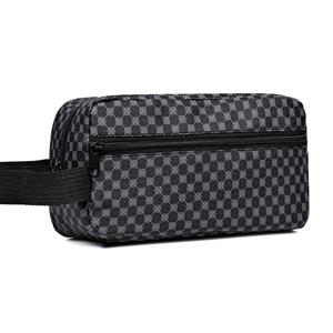 TEMU 남성용 클러치 백 - 남녀 모두를 위한 스타일리시하고 사용하기 쉬운 체크무늬 프린트 여행용 파우치, 출장 및 세면도구 및 화장품 보관에 적합. [지퍼 방향은 랜덤으로 결정됩니다.]
