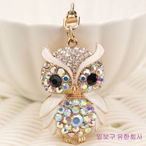 TEMU 큐빅 부엉이 키링 여성 가방 자동차 액세서리 금속 열쇠고리