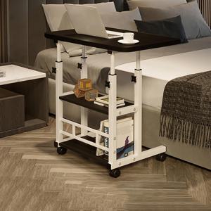 TEMU 조절 가능한 높이 이동식 사이드 테이블, 수납 랙 포함, 소파 침실 침대 옆에 적합 - 화이트/블랙, 60 * 40 cm / 80 * 40 cm