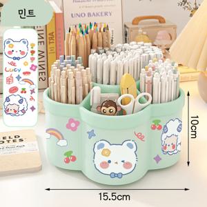 TEMU 회전식 책상 정리함 사무용품 수납함- 360도 마커 정리대 이동식 트레이, 문구, 메이크업 브러시, 립스틱, 눈썹 펜슬을 위한 다중 공간 보관함 -PC방/사무실을 위한 펜홀더 & 미술용품 보관장 | 사무용품과 액세서리 | 서랍 정리기 | 책상 정리수납, 필통, 대용량 연필케이스, 오피스 소품, 페널드라이버&마커 정리대