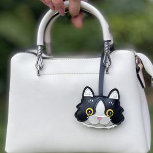 TEMU 1개 PU 가죽 고양이 키체인 가방 장식 - 귀여운 고양이 얼굴과 태비 귀, 내구성 있는 키링 액세서리, 여성용 백팩, 핸드백, 차량 장식에 적합 - 고양이 애호가를 위한 생일 & 선물