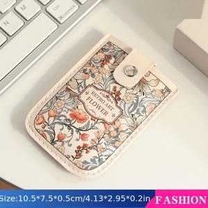 TEMU 빈티지 플로럴 합성 가죽 카드 홀더 지갑 - 스냅 잠금장치가 있는 초슬림 플립형 ID 케이스, 신분증, 신용카드, 운전면허증용 다중 카드 슬롯, 컴팩트