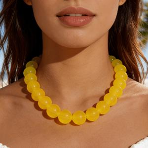 TEMU 1.8cm 아크릴 구슬 쇄골 목걸이 1개, 반투명 컬러 쇄골 체인, 여성 데일리웨어, 파티용, 친구를 위한 완벽한 선물용, 새로운 봄/여름 스타일