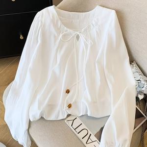 TEMU 여성용 봄, 여름, 가을 출퇴근용 반팔 긴팔 셔츠, 소형체형을 위한 캐주얼하고 패셔너블하며 우아하고 부드러운 상의