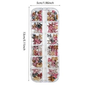 TEMU 프린트 Y2K 레진 리본 & 플랫백 라인석 네일 1박스 - 소녀스러운 발렌타인데이 DIY 네일 아트용, 파티용 리본 모양, 매니큐어 액세서리, 매니큐어 디자인용