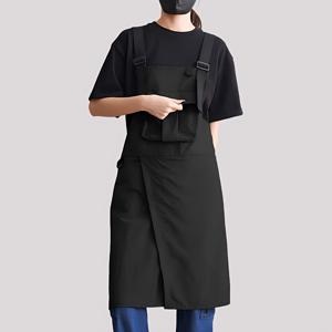 TEMU 트렌디한 멜빵 디자인의 기능성 작업 앞치마. 남녀 공용 슬릿 디자인, 다양한 공구 포켓이 장착되어 바리스타 및 미용사에게 적합합니다.