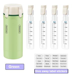 TEMU 4-in-1 누수 방지 여행용 디스펜서 병 세트 | 샴푸, 컨디셔너, 바디워시 & 로션용 리필 가능한 둥근 플라스틱 용기 - 위생용 다용도 소형 세면도구 키트, 리필 가능