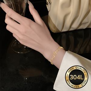 TEMU 3개 18K 금도금 304L 스테인리스 스틸 여성 팔찌 세트, 일상복 및 파티 행사에 적합한 퇴색 방지 주얼리로 우아하고 고급스러움. 생일 선물