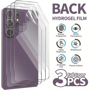 TEMU 삼성 갤럭시 S26 S26 플러스 S26 울트라 S25 엣지 S24 S23 FE S22 S21 S20 울트라 플러스 FE용 후면 보호 필름 3개 세트, 소프트 TPU 수화제질 필름 후면 화면 보호 필름, 유리 아님