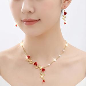 TEMU 프랑스풍 우아한 로맨틱 장미 꽃 여성 주얼리 세트 1세트 3개, 봄 여름 여성 패션 주얼리 멀티피스 세트, 여성 플로럴 귀걸이, 목걸이 포함, 여성 여름 데일리, 여행, 바캉스, 결혼식, 이브닝 파티 착용에 적합