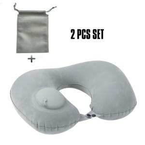 TEMU 부드러운 인조 모피 U자형 팽창식 목베개 - 압축 팽창 기능, 누출 방지 밸브 및 휴대용 가방 포함 | 항공 여행, 자동차, 기차, 캠핑 및 사무실 사용에 적합