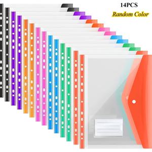 TEMU 14개 세트 A4 바인더 정리 파우치 - 확장형 스냅 잠금 & 라벨 포켓, 내구성 플라스틱 파일 폴더, 학교, 가정, 사무실용, 라벨 가능 분할기, 다양한 색상, 바인더, 노트북, 저널용