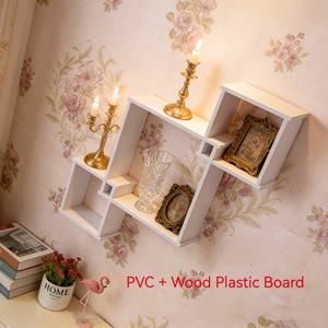 TEMU 화이트 기하학적 벽걸이형 수납 선반 1개, 거실, 침실용, 투명 디스플레이 선반, 미니 식물 장식품 수납, 장식용 벽선반