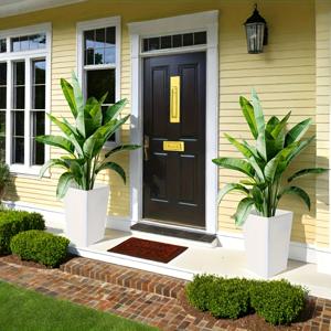 TEMU 대형 V자형 화분 2개 세트, 화이트 화분, 기하학적 모던 디자인, 결혼식, 파티, 생일, 정원, 가정용으로 적합. 식물 애호가와 파티 장식용 필수품인 실내외용 화분, 원예 선물, 홈 데코