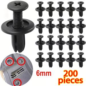 TEMU 자동차 펜더 범퍼용 6mm 플라스틱 리벳 패스너 나사 200개, 스크류 클립 리벳 버클, 펜더, 범퍼, 로커 패널, 라이너, 라디에이터 커버, 도어 패널 및 기타 자동차 부품 고정용으로 널리 사용됨