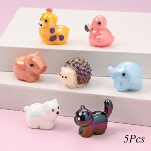 TEMU 마카롱 색상 수지 소재 동물 모양 장식 구슬 5개, DIY 주얼리 제작 수제 구슬 장신구 선물용 액세서리 장식 구슬-구슬 & 구슬 모음