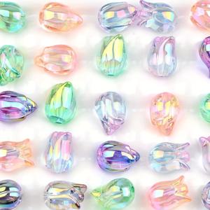 TEMU 랜덤 혼합 20개 투명 튤립 구슬 꽃 아크릴 비즈, 팔찌 및 휴대폰 고리 액세서리용